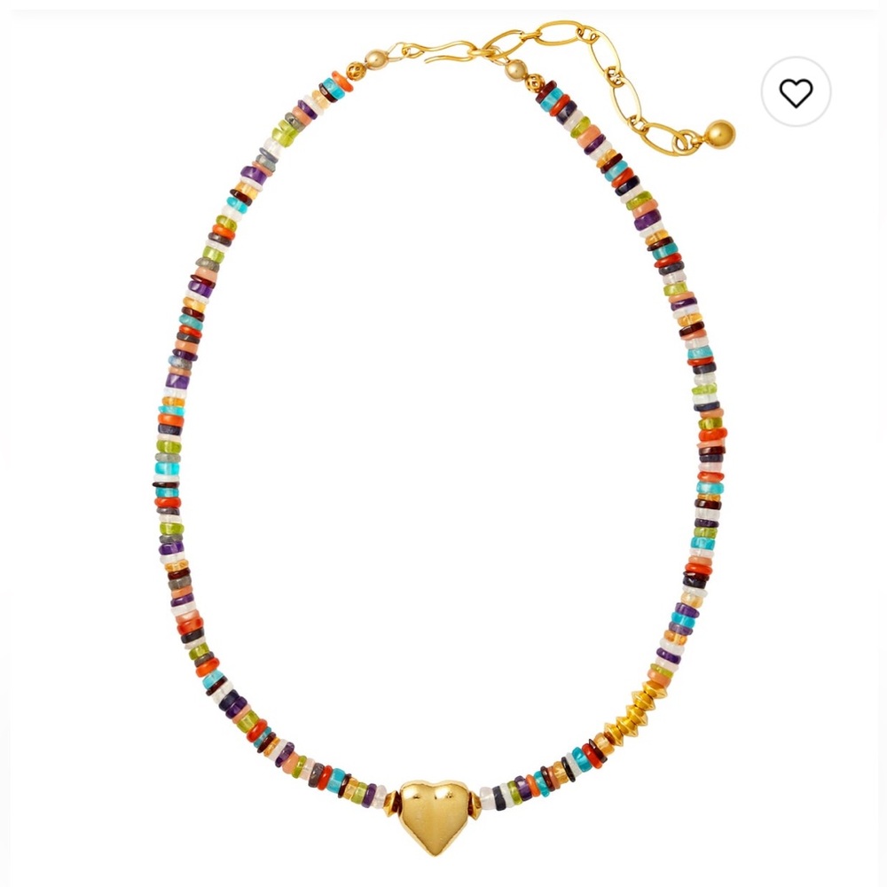 Brinker + Eliza Confetti Necklace - Multicolor Beaded Necklace with Gold Heart